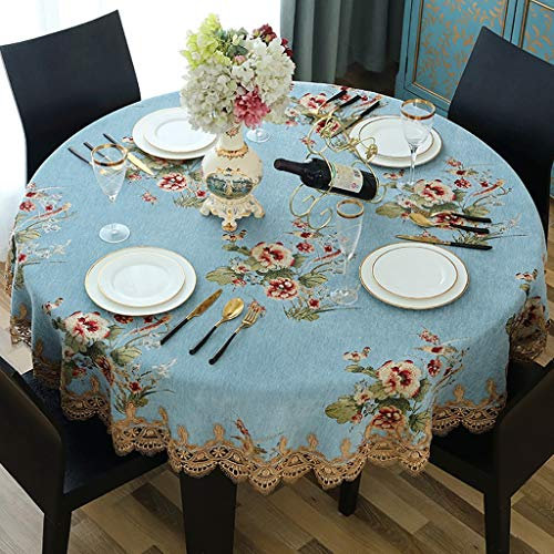 XQLSRJ Elegant und luxuriös Dekorative Rote Blumendruck- beständige Tischtuch Knitterfrei Und Schmutzabweisender Stoff Tischdecke for Runden Tisch, 4 Farben