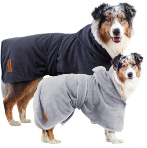 Wahre Tierliebe Hundebademantel waschbar - Trockenes Fell in nur wenigen Minuten - Hundehandtuch als kuscheliger Kälteschutz. Für Große, mittelgroße und kleine Hunde, Bademantel Hund., XS
