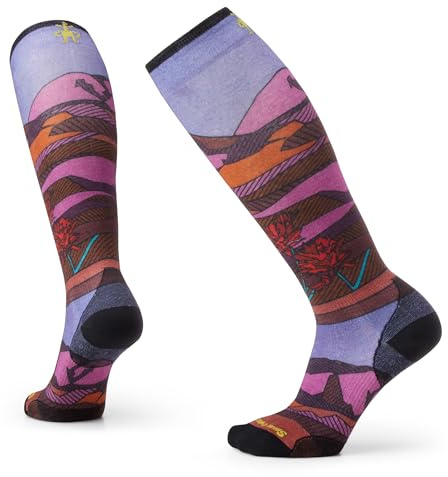 Smartwool Women's Ski Zero Cushion Floral Field Print Over The Calf Socks Picante M