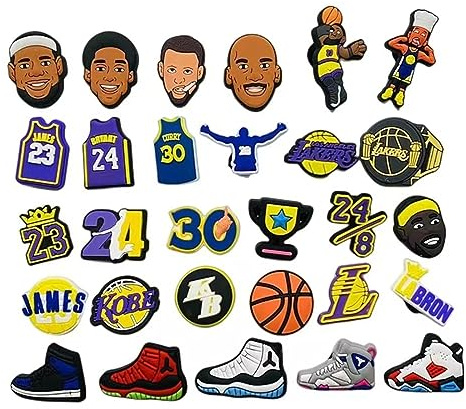 50/100pcs Au Hasard Shoe Charms, Accessoires De Chaussures Bijoux Crocs, Charme De Chaussure, Charme De Chaussure, Shoe Decoration Charms (35Pcs NBA)