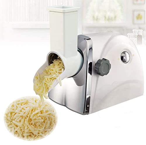 Rallador de Queso Giratorio, rallador de Queso Giratorio eléctrico multifunción, Cortador de Verduras, rallador de Zanahorias y Patatas con 3 Cuchillas picadoras para Cocina o Comercial