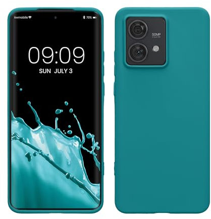 kwmobile Custodia Compatibile con Motorola Edge 40 Neo Cover - Back Case per Smartphone in Silicone TPU - Protezione Gommata - petrolio