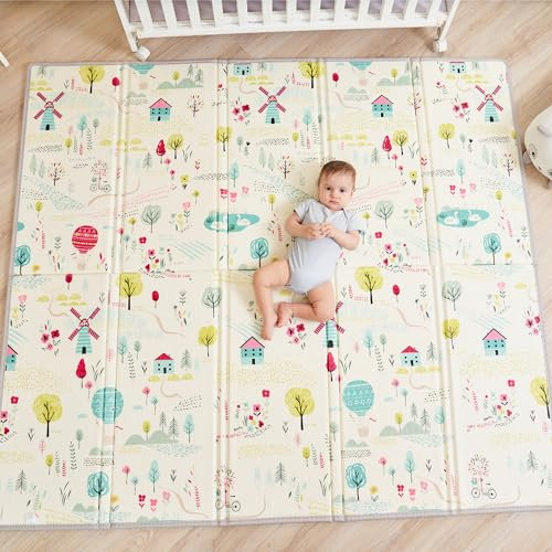 Alfombra Bebe Acolchada Plegable 150x180x1cm- Gimnasio Bebe - Manta De Juegos - Manta Actividades Bebé Impermeable Reversible - Tapete De Actividades - Gimnasio Infantil - Regalo Bebé