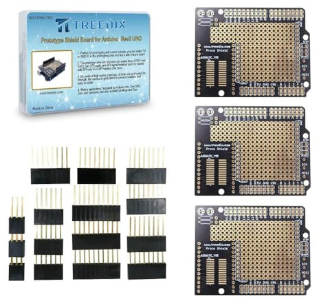 Treedix 3 Stück Prototiping Shield Board Erweiterung PCB Breadboard Doppelseitig verzinnt vergoldet Löcher mit weiblichem Header DIY Kit kompatibel mit Arduino