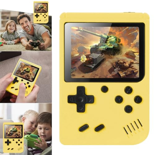 PKKP Handheld-Spielkonsole, Retro-Spielekonsole mit 500 Klassische FC Spiele, Handheld Game Console, Retro Konsole Game Stick für Erwachsener Teenager Geburtstagsgeschenk (Gelb-1 Spieler)