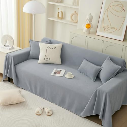Ayoiow Sofa Rückenkissen Bezug Sofabezug Grau Sofahusse 1Sitzer Chenille Einfarbig