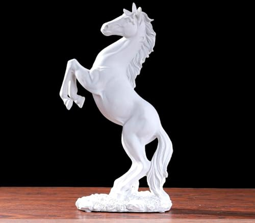 Stehendes Pferd auf Sockel - Kunstharzstatue für Zuhause - Pferdestatue in Weiß - Tischdeko mit Sockel - Elegante Pferdefigur als Dekoration für Wohnzimmer, Büro - Tischdeko Dekofigur Pferd