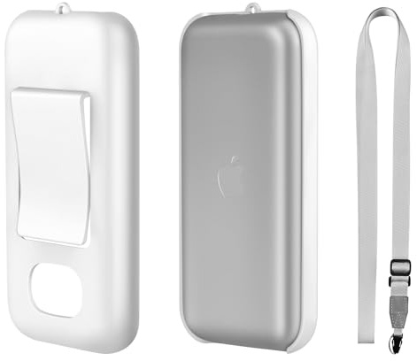 AMAZEAR Battery Holder for Apple Vision Pro, Apple Vision Pro 2,M5,Portable Vision Pro Battery Accessories Case with Belt Clip and Cross-Body Strap, Apple VR Headset Battery Protective Cover (White)