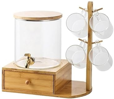 Brocche Set di pentole for bevande in vetro for succhi di frutta, bollitore freddo for uso domestico, brocca for acqua fredda con rubinetto, grande capacità, resistenza alle alte temperature Caraffa