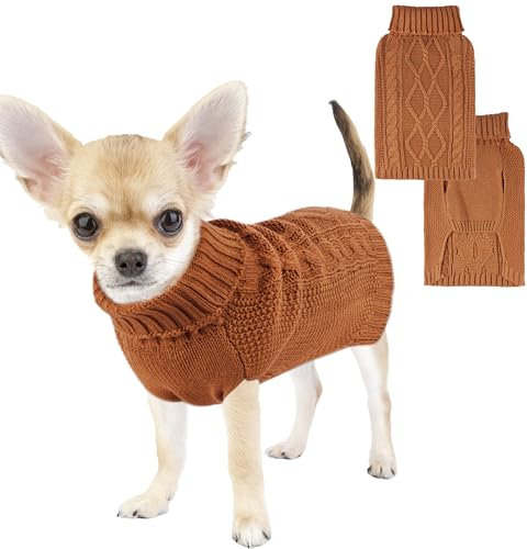 Brown Dachshund Sweater - Sleeveless, Warm Pet Clothes for Small Dogs, Boys & Girls - Thanksgiving (Medium)