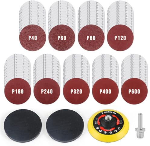 90 Stück Schleifpapier, Rund schleifscheiben 125mm Klett, mit Schleifteller und Schwammmatten, Schleifscheiben Pad für Exzenterschleifer (Korngröße40/60/80/120/180/240/320/400/600)