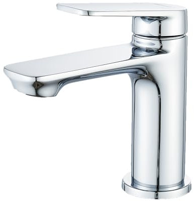 BELZ Rubinetto Bagno Lavabo, Miscelatore Monocomando per Lavabo Quadrato, Rubinetteria Miscelatore da Bagno con Tubo Flessibile,Acqua calda e Fredda,Design Moderno,Facile da Installare, Ottone Cromato
