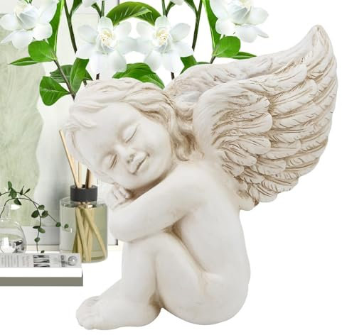 Engel aus Kunstharz, Engelstatue mit Flügeln, Schlafwinkel, Skulptur, Engel, Kunstharz, Gartenfigur, Wohnzimmer, Schlafzimmer, Dekoration