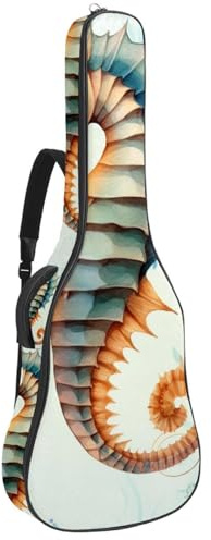 Art Vintage Seepferdchen Akustikgitarrentasche mit verstellbarem Schultergurt, Gitarrentasche mit Rückenaufhänger, geeignet für E-Gitarren, Bassgitarren, klassische Gitarren, Ukulele, Art Vintage
