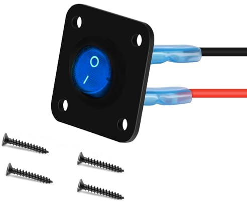 RUNCCI-YUN LED Kippschalter Rund, Runde Schalter, DC12V-24V 10A ON/OFF Wippschalter, 1 Gang Wippschalter Panel, Für Auto Boot, Haushaltsgeräten, Motorrädern, Schiffen Usw（Blau）