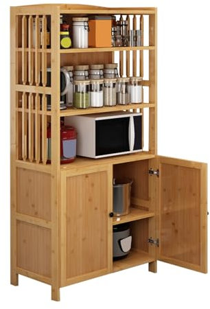 Armarios de Cocina，Mueble for Guardar Utensilios de Cocina，estructura estable, gran capacidad de carga, diseño versátil, adecuado for múltiples escenarios(Beige,79*38*152cm/31.1in*15.0in*59.8in)
