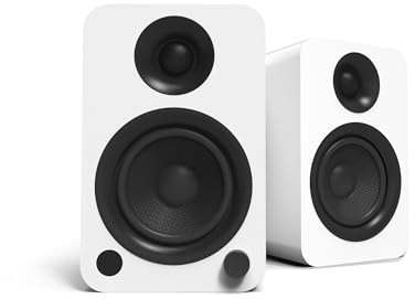 Kanto YUW 140W Powered Speakers with Bluetooth® 4.2 and RCA Input | Features Signal Detection and Auto Stand-by | Remote Included | Pair | Matte White
