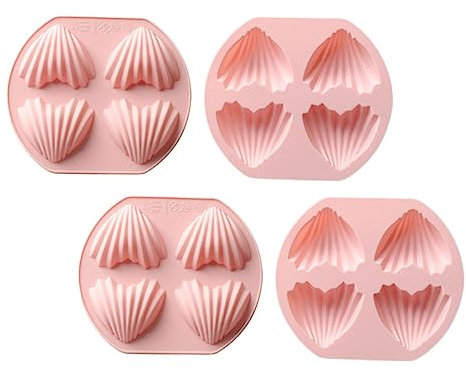 MAGICLULU 4pcs Cavity Heart Shaped Silicone Cake Mold Baking Madeleine Molds for Home Baking