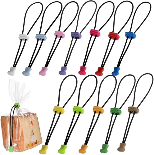 12 Stück Verschlussclips für Beutel und Tüten. Verstellbarer Tütenclips. Gefrierbeutel-Clips für Angelruten. Robust. Wiederverwendbar. Ersatz für Gummibänder und Tütenclips.