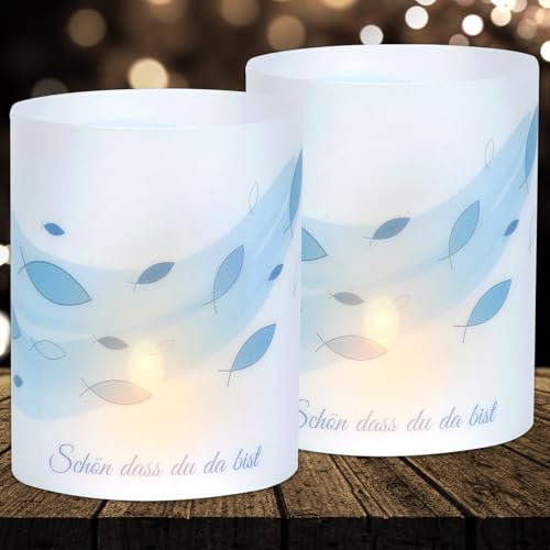 Lot de 16 photophores décoratifs de table pour baptême, communion, première communion, confirmation pour garçons et filles, convient pour bougies chauffe-plat et bougies décoratives