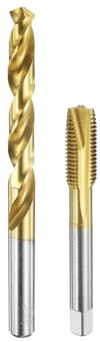 sourcing map Tap and Drill Bit Set, 1pcs M12 x 1.5 Metric Spiral Point Thread Screw Taps & 1pcs 10.5mm Twist Drill Bits, Titanium Coated HSS-6542 Tapping Threading Tool Kit