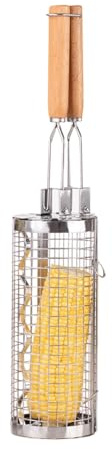 Grillkörbe für den Außenbereich – Edelstahl-Drehgrill | Roll-Grillkörbe | Roll-Grillkäfig mit Klappdeckel mit Doppelgriff – Outdoor Grillkorb aus Stahl