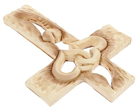 Warmhm Dekoratives Holzkreuz Mit Verschlungenen Herzen Für Die Wand - Handgeschnitzt - Ideal Als Taufgeschenk Oder Für Die Wohnkultur Stilvolles Ornament in Weiß 30 cm Hoch