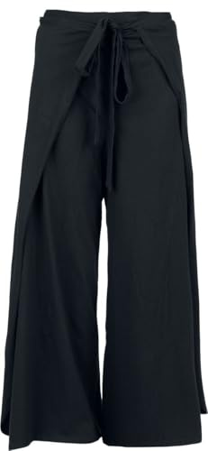 Black Premium by EMP Donna Pantaloni in Tessuto Nero con Lacci in Vita e Tasche nascoste S-M