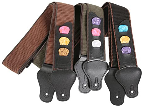 BESTonZON Pu-leder-gitarren-gurt Gitarre Bass Mit Verstellbarem Gitarrengürtel Und Integriertem Plektrumhalter Für Drei Plektren Passend Für Akustische Halbakustische Und Elektroakustische g