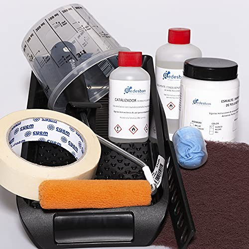 Kit de Esmaltado para Platos de Ducha, Resina y Carga Mineral, con Accesorios de Aplicación (Blanco crema (Ral 9001), Grande (200 x80 cms))