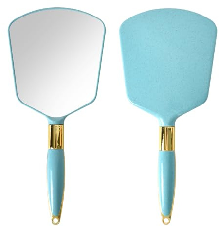 DecorDwell Beauty Specchio Ovale, Specchio Portatile con Manico, Specchios Portatile con Manico dal Design Ergonomico, Ingrandimento Specchios Cosmetico, Make Up per Cura Viso e Capelli