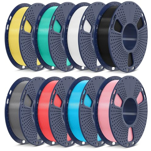 SUNLU 250G*8 PLA Meta Filament, Macaron-Colored Tougher 3D Printer Filament, 250G per Spool, 8 Rolls, 2kg Total, Black+White+Gray+Sky Blue+Mint Green+Cherry Red+Sakura Pink+Lemon Yellow
