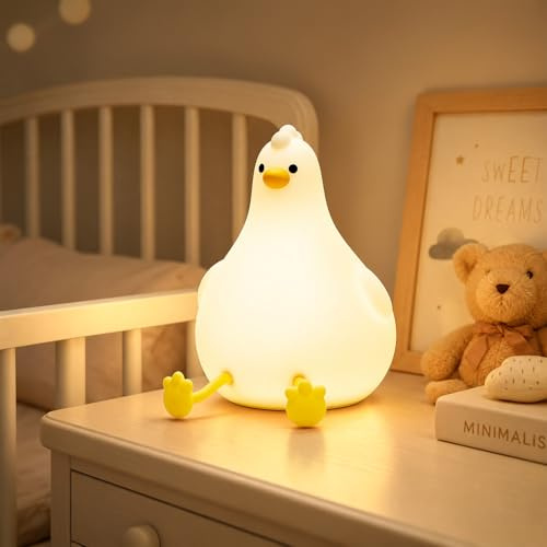 Auxmir Veilleuse Bébé Tactile avec 6 Couleurs, Veilleuse Enfant LED en Silicone Souple Rechargeable USB 2000mAh, Lampe de Chevet sans Fil Mignonne à Intensité Variable pour Garçons Filles Nouveau-né