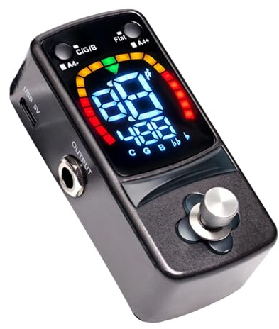 Harilla Professionelles, robustes, kompaktes und leichtes Mini-Stimmgerät mit Pedal für chromatische E-Gitarre und Bass