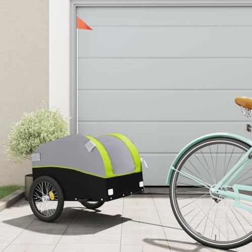 Generico Rimorchio da Bici Nero e Verde 30 kg in Ferro,Articoli Sportivi,Ricreazione all'aperto,Ciclismo,Accessori per Biciclette,Rimorchi per bicicletta-94123