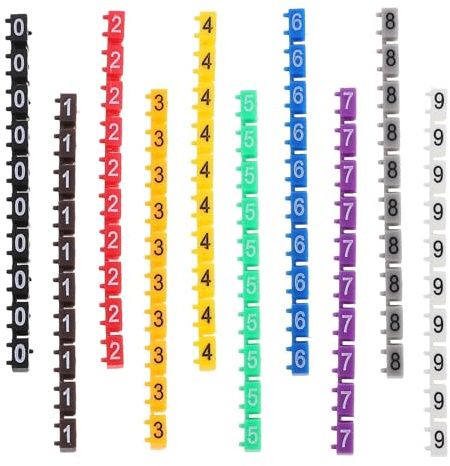 Etichette Per Cavi 150 pz Adesivo Elettrico Etichetta Numero Filo Multicolor Marcatori for Cavi Etichettatrice Elettrica 0-Fermacravatta Clip-on Autoadesiva(0.48X0.30X0.30CM)
