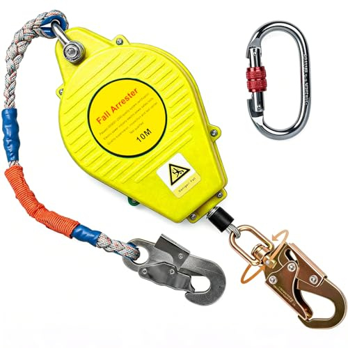 YAOYAOO Dispositif Antichute à Rappel Automatique 10m pour Toiture (Jaune)