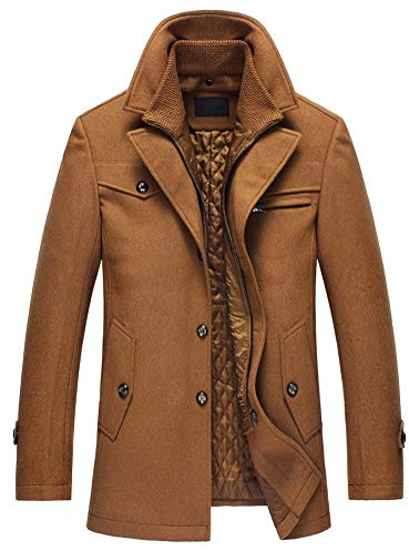 MatchLife, cappotto invernale da uomo, in lana calda, con colletto alto, cappotto corto per uomini in carriera o da indossare nel tempo libero Style4-camel-dick L