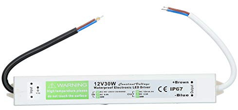 Transformador de controlador LED de 30 W, fuente de alimentación conmutada impermeable de 12 V/24 V CC IP67, más delgada y duradera, excelente aislamiento, alta resistencia dieléctrica(DC12V)