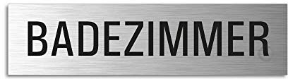Schild Badezimmer Türschild aus Aluminium Edelstahl-Optik 160 x 40 mm selbstklebend