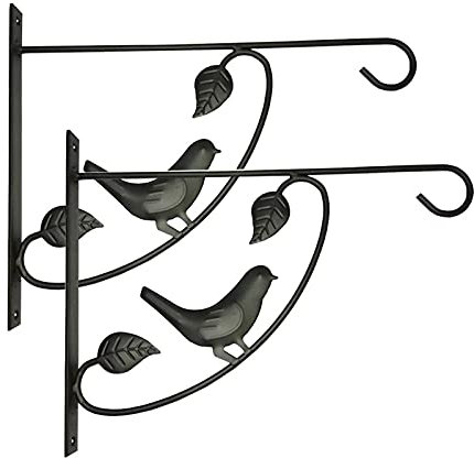 ENJY Wandhaken Blumenampel 2-Tage-Außenpflanze-Träger-Halbwandhaken Anti-Rost-Mehrzweck-Schwarz-Eisen-Hängung (Color : Schwarz)