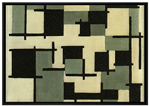 Pixxprint Theo van Doesburg - Komposition XIII Leinwandbild 80x60 cm im Bilderahmen, Wandbild, Schattenfugenrahmen, Kein Poster