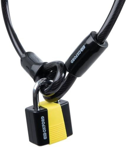 Oxford LK222 - Cable de seguridad para motocicleta con candado (10 mm x 1,8 m), color gris