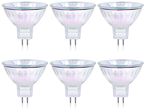 GECXGY MR16 Halogen Light Bulb 50W GU5.3 2 Pin Base, 12V 3000K Warm White Spotlight 36°Beam Angle 4000 Hours Lifespan Dimmable MR16 Halogen Bulb Dichroic -6Pack