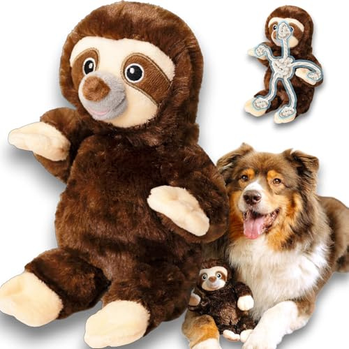 LaCharly® Plüsch Hundespielzeug mit Quietscher | Kuscheltier mit Seil, Robustes Quietschspielzeug, Kauspielzeug, Für Welpen, kleine & große Hunde, Indoor & Outdoor