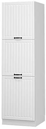 Vicco Herdumbauschrank Fame-Line, Herdschrank, Weiß Landhaus/Weiß, 60 cm