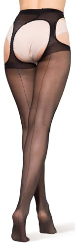 BANANALU Ouvert Strumpfhose mit Naht 20 Den mit offenem Schritt Cutout