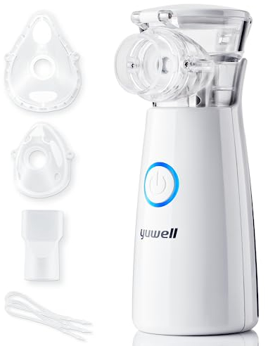yuwell Nébuliseur Inhalateur Silencieux Portable pour Enfants et Adultes, Idéal pour Voyages et Maison, Produit des Particules Ultrafines qui Atteignent Voies Respiratoires Inférieures et les Poumons