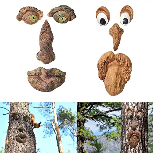 FmnyYaid Baumgesichter, Dekoration für den Außenbereich, Baumgesicht, Outdoor-Statuen, alter Mann, Bäume, Hugger, Rinde, Geist, Hof, Kunst, Gartendekoration, Baumdekorationen für den Außenbereich, für