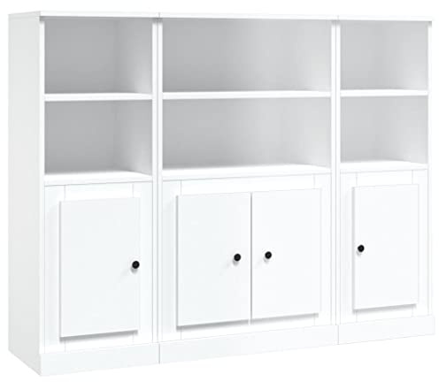 vidaXL Aparadores Altos 3 Piezas Madera contrachapada Blanco